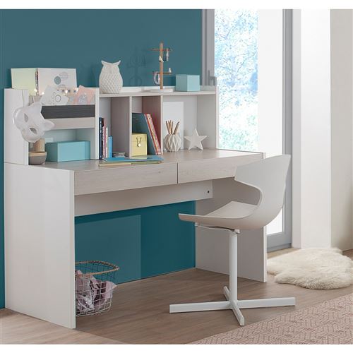 Bureau enfant blanc et effet pin blanchi BC5007