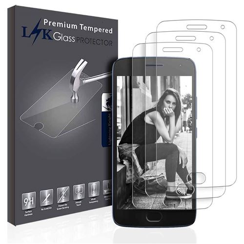 Moto G5 Plus Vitre protection d'ecran en verre trempé incassable protection integrale Full 3D Tempered Glass - [Lot de 3 Pieces]