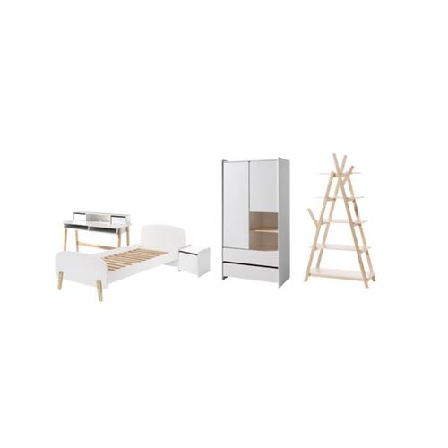 Vipack KIDDY Lit + Armoire + chevet + bureau + biblioth&egrave;que design