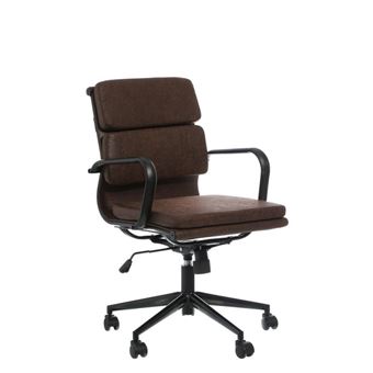Chaise De Bureau A Roulettes En Similicuir Vieilli Marron Et Metal Dolla L 57 X L 59 X H 90 Achat Prix Fnac