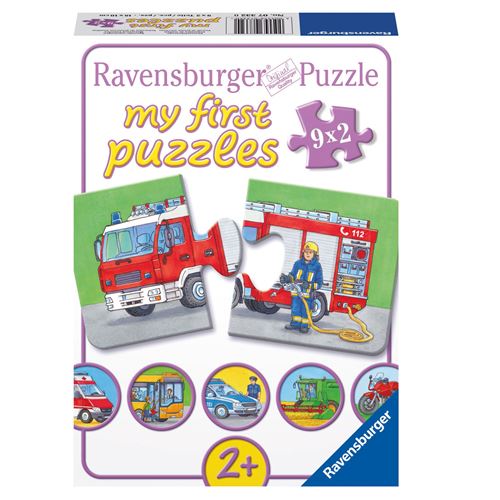 Puzzle 2 Pièces : 9 Puzzles - Les véhicules, Ravensburger