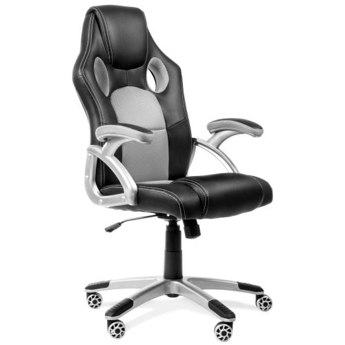 Chaise de bureau Racing fauteuil sport Gaming pivotant gris - McHaus