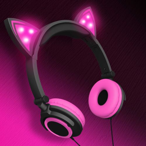 5 Sur Casque Stereo Oreilles De Chat Roses Avec Arceau Reglable Et Prise Jack 3 5mm Casque Audio Achat Prix Fnac