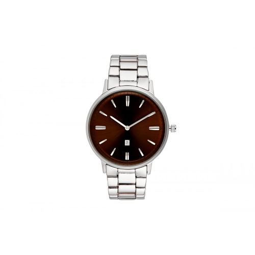 Montre Homme Jean Bellecour à Quartz Cadran Marron 40mm Et Bracelet Silver En Acier JBN27