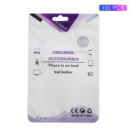 Coque en TPU 100pcs / lot mince verrouillage zip sac de paquet de détail violet pour votre Apple iPhone SE/5S/5 Case, Inner Size: 13x9cm