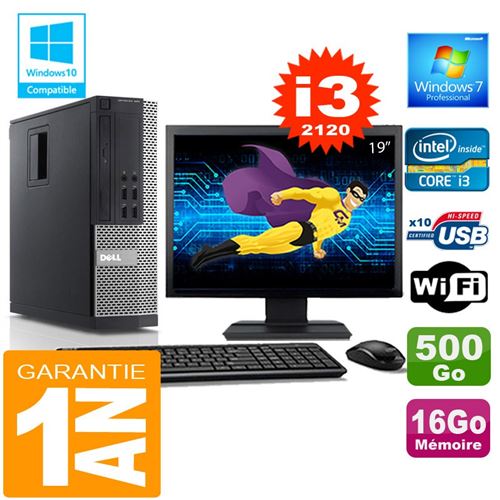 Pc dell 990 sff core i3-2120 ram 16go disque 500 go wifi w7 ecran 19' État correct - Dell reconditionné disponible sur Fnac