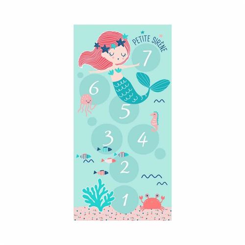 Paris Prix - Tapis Enfant Déco petite Sirena 60x120cm Bleu