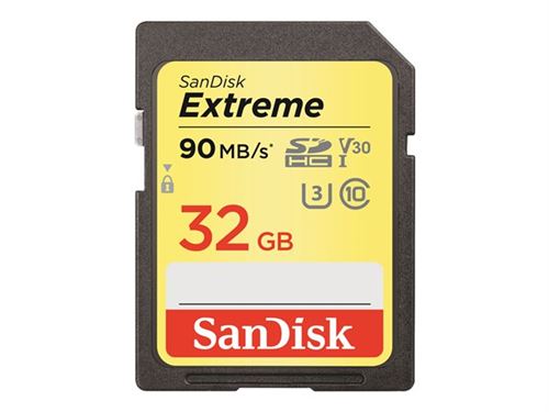 Carte Mémoire SDHC Sandisk Extreme Pro 32 Go jusqu'à 95 Mo/s, Classe 10, U3, V30