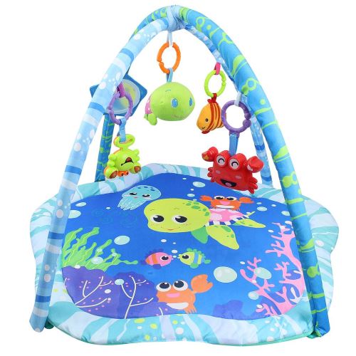 Todeco - Tapis de Jeux pour Bébé, Tapis d'Éveil pour Enfants, Monde de la mer, Dimensions: 73,5 x 73 x 49 cm