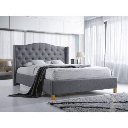 Lit double - Aspen - Pour matelas 180 x 200 cm - Gris