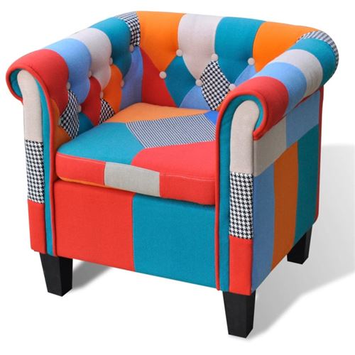 Vidaxl Fauteuil Avec Design De Patchwork Tissu - Image 2