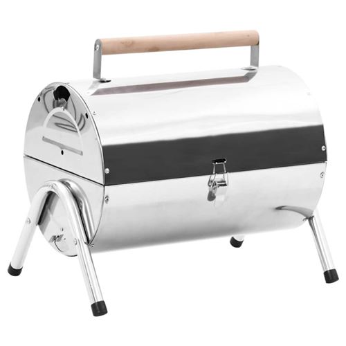 Vidaxl Argent Barbecue Au Charbon Portable Acier Inoxydable Grilles Doubles - Image 1