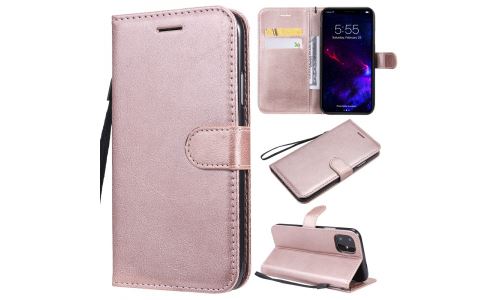 Etui iPhone-11 coloris rose rabat latéral fonction stand
