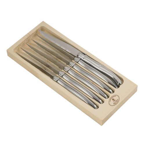 LAGUIOLE Lot de 6 couteaux - 1,2 mm - Lame Inox - Manche Inox