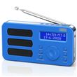Radio Portable DAB FM RNT Numérique Digitale avec Batterie Rechargeable – August MB225 – Petit Poste Radio Réveil Portatif, Jack, Alarme - Bleu