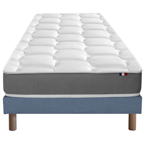 Ensemble matelas m&eacute;moire de forme sommier bleu 90x190