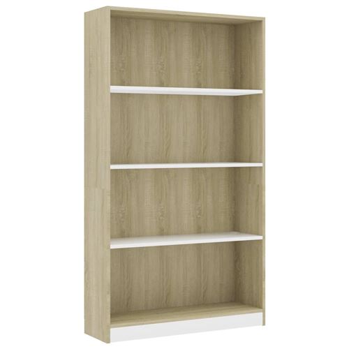 vidaXL Bibliothèque à 4 niveaux Blanc et chêne 80x24x142 cm Aggloméré