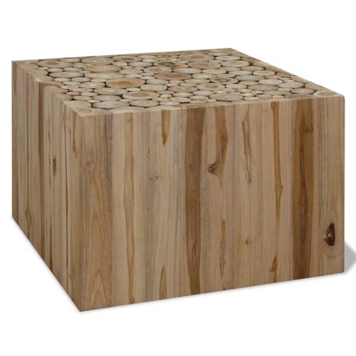 Vidaxl Table Basse Teck Authentique - 50X50x35 Cm - Image 3