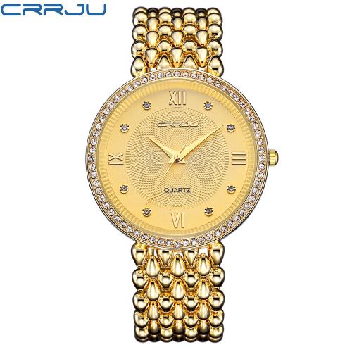 Montre-bracelet femme - montre quartz analogique en acier inoxydable - d'or