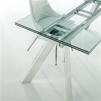 143 10 Sur Table En Verre A Rallonge Suma W 160 Cm Zendart