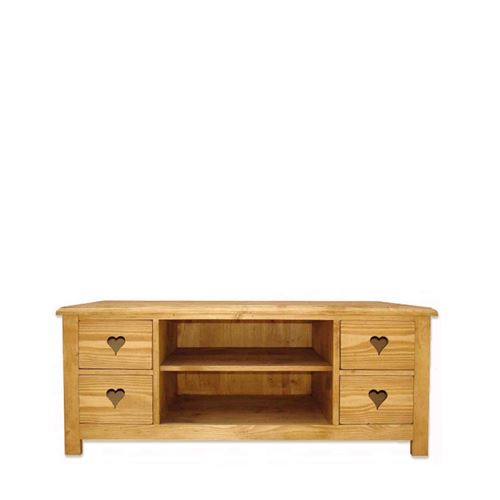 Meuble TV CHAMONIX 4 Tiroirs avec Coeurs 135 cm