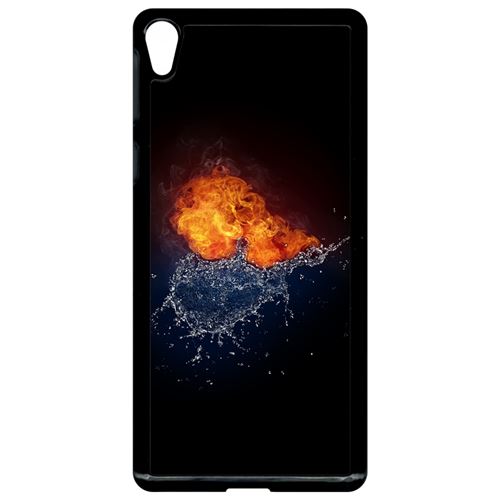 Coque sony xperia e5 duo de coeurs eau et flamme