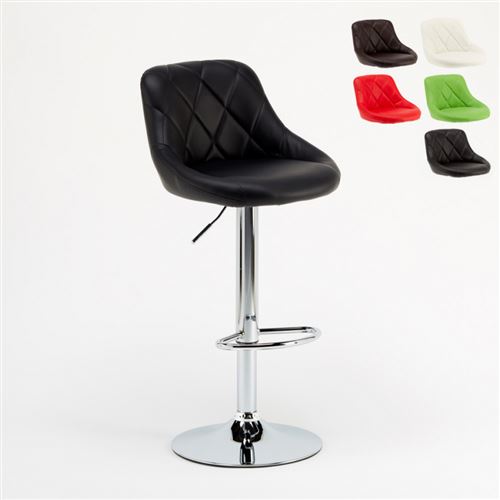 Superstool - Tabouret haut pour bar cuisine fixe pivotant réglable avec dossier Philadelphia, Couleur: Noir