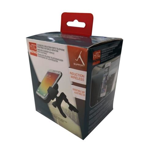 M500 Support smartphone orientable 360° et chargeur sans fil induction - Fixation sur grille d'aération