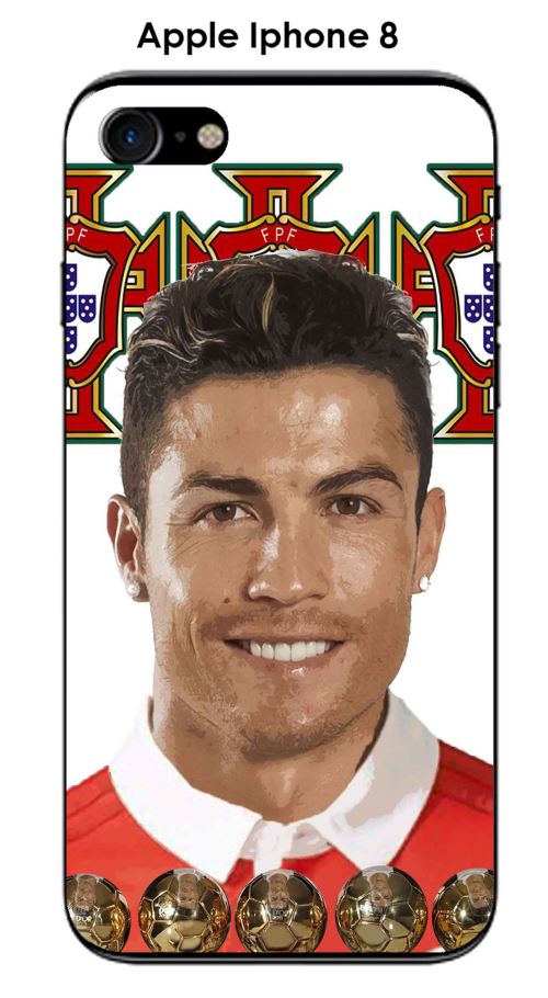 Coque Apple Iphone 8 design Ronaldo fond Portugal