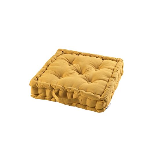 Coussin de sol 45 x 45 x 10 cm coton uni panama Miel COTON d'intérieur