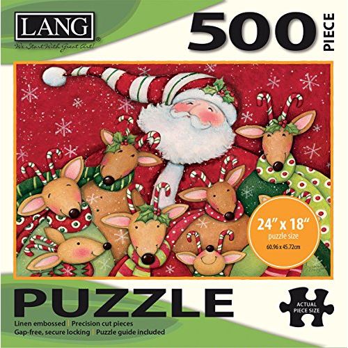 LANG - 500 Piece Puzzle -Deer Friends, Artwork by Susan Winget - Linen Finish - 24 x 18 Completed