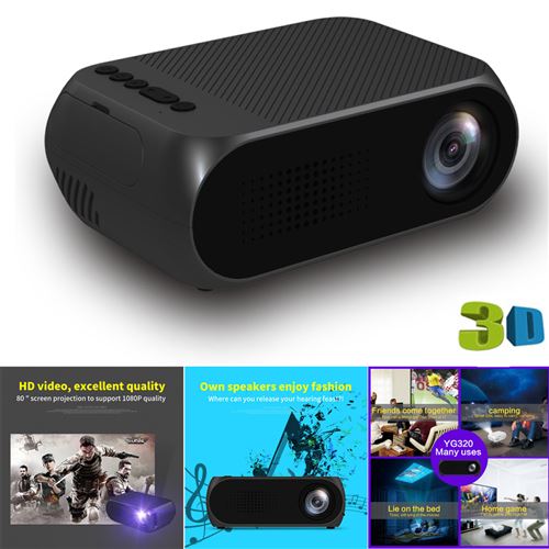 2019 Yg320 Mini Home Cinéma Cinéma Tv Portable Projecteur Led 1080P Hdmi / Usb / Sd / Av Bk aloha85