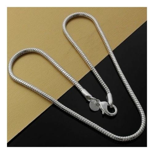 Chaîne de serpent massif en argent sterling 925, 3 mm, pendentif avec collier de 16 20 24 pouces, 3 mm 16