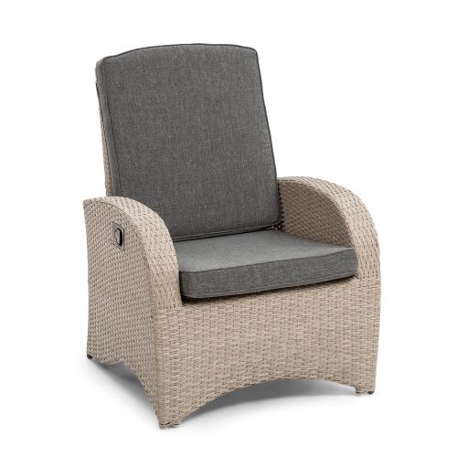 Blumfeldt Comfort Siesta Fauteuil de jardin au dossier réglable - coussin d´assise 8cm - résine tressée gris