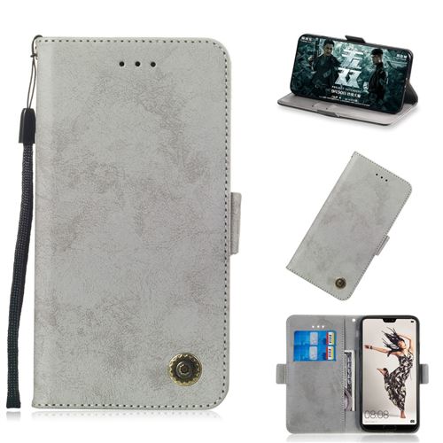 Etui en PU style vintage gris pour votre Huawei P20 Pro