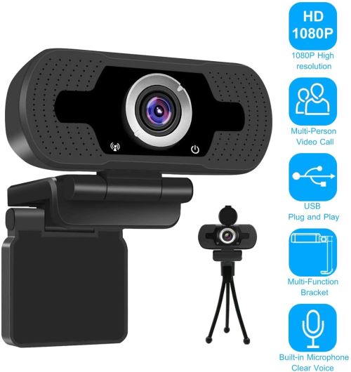 Webcam HD 1080P - Caméra Web PC USB, 720P Capteur CMOS, avec Microphone Intégré pour l'appel vidéo
