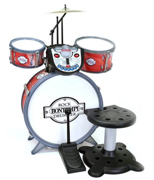 Batterie enfant rock avec module electronique et tabouret - jouet musical - bontempi