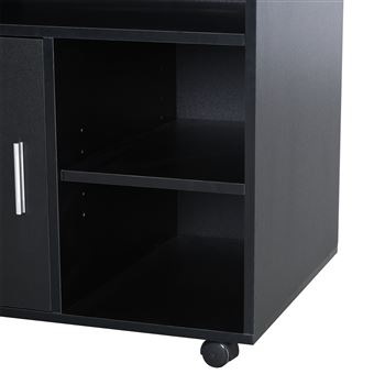 Support Imprimante Roulant - 3 Étagères + Porte - Bureau Blanc HOMCOM