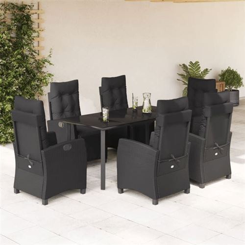 Non Communiqué Gris Vidaxl Ensemble À Manger De Jardin Avec Coussins 7 Pcs, Table Et Chaises Avec Dossier Et Repose-Pied Réglables 3212971