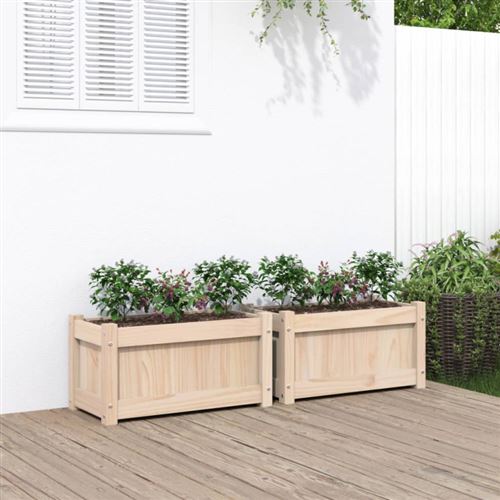 Vidaxl Jardinières 2 Pcs - Bois De Pin - Image 3