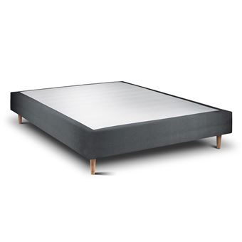 Sommier Tapissier Velours Gris anthracite 160x200 H35cm - 1