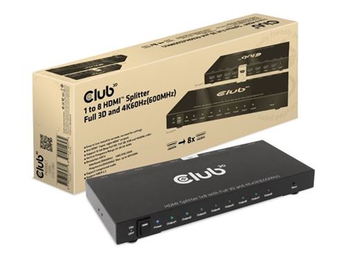Club 3D CSV-1383 - Répartiteur vidéo/audio - 8 x HDMI - de bureau