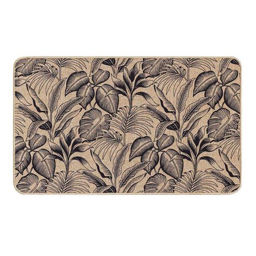 Non Communiqué Marron Tapis Déco Imprimé "Stylis" 45X75cm Naturel & Noir