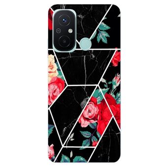 Coque Taperso Pour Xiaomi Redmi C Et A Avec Motif Marbre Noir Et Fleurs Rouges Coque Et