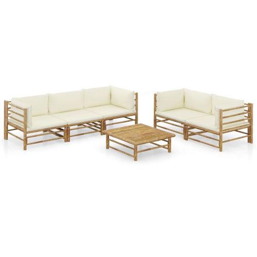Non Communiqué Beige Salon De Jardin Modulable Vidaxl Bambou 5 Pieces 5 Personnes