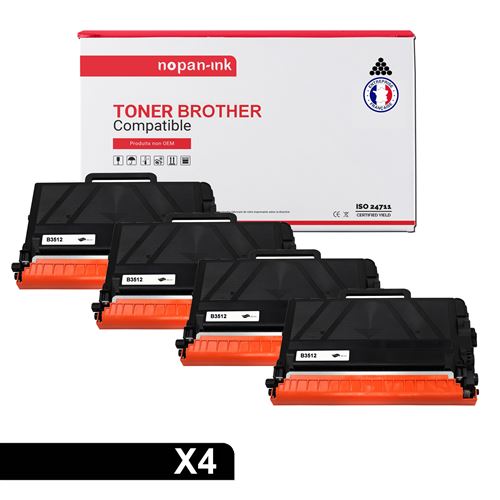 TONER TN 3512 TN3512 Noir x 4 Compatible pour Brother-NOPAN-INK Brother L-L6200DW L6200DWT L6250DW L6300DW L6400DW L6400DWT, MFC-L6700DW L6750DW L6800DW L6900DW