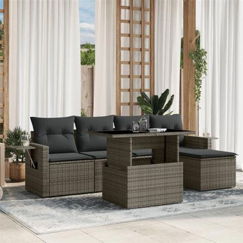 Vidaxl Gris Salon De Jardin 6 Pcs - Image 3