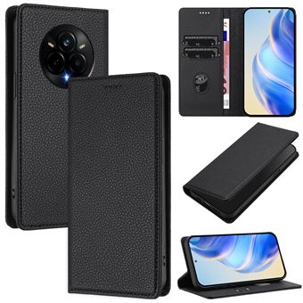 Étui FOXDOCK pour Realme 14 Pro 5G fermeture magnétique, étui portefeuille fin en cuir avec protection RFID et emplacements pour cartes, compatible avec Realme 14 Pro 5G-Noir - 1