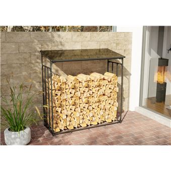 Abri-bûches Pour Stockage Extérieur Acier Galvanisé 158 X 80 X 152 Cm Gris Anthracite - Jardin