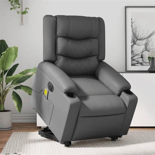 Non Communiqué Gris Vidaxl Fauteuil De Relaxation, Massage, Inclinable Électrique Similicuir